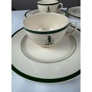 Vintage American Girl Cup and Saucer‎ Set Green Trim John Maddock & sons